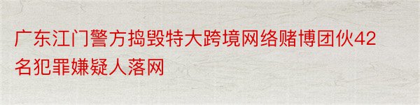 广东江门警方捣毁特大跨境网络赌博团伙42名犯罪嫌疑人落网