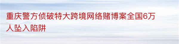 重庆警方侦破特大跨境网络赌博案全国6万人坠入陷阱