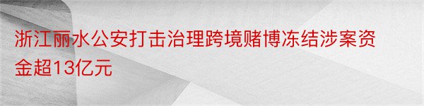 浙江丽水公安打击治理跨境赌博冻结涉案资金超13亿元